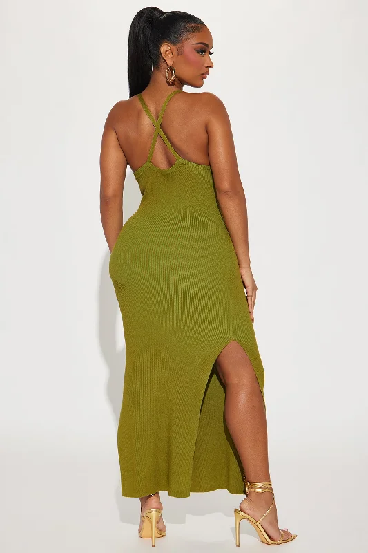 Adelyn Sweater Maxi Dress - Chartreuse