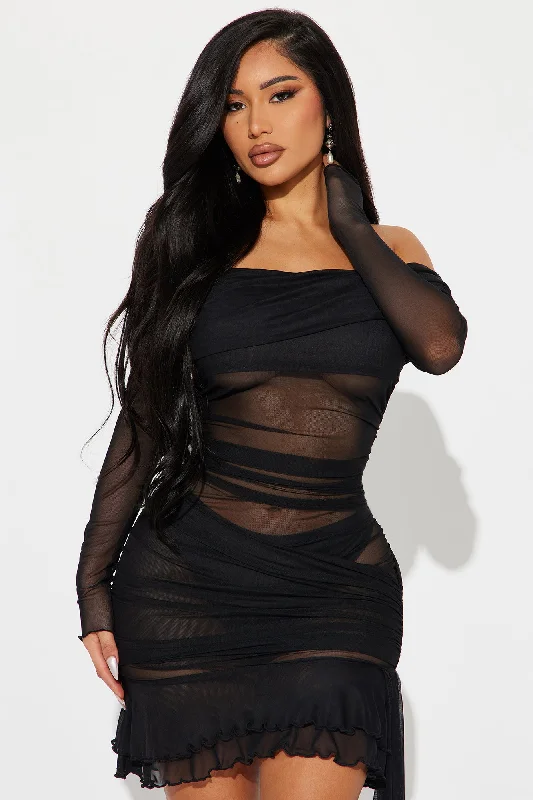 Arabella Mesh Mini Dress - Black