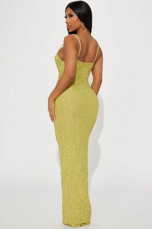 Ari Textured Maxi Dress - Chartreuse