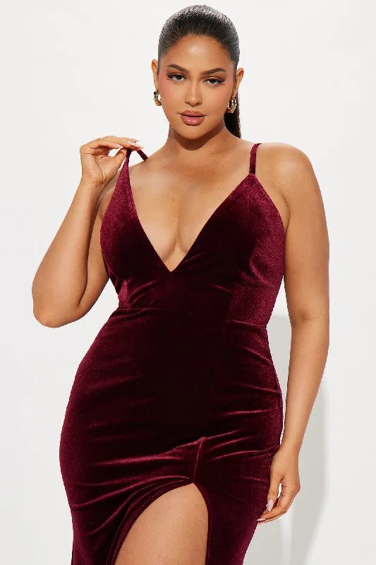 Brenda Velvet Maxi Dress - Wine