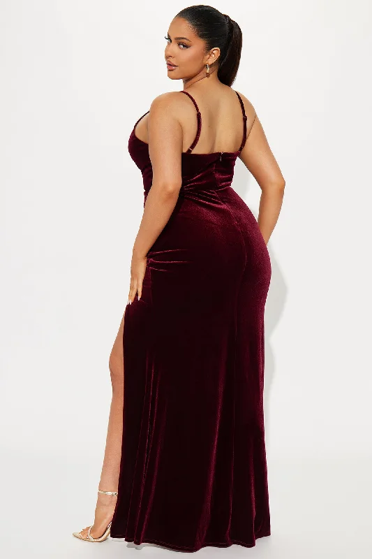 Brenda Velvet Maxi Dress - Wine