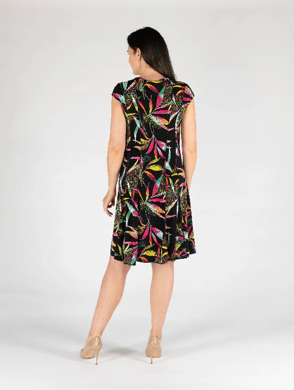 Bright leaf panelled dress