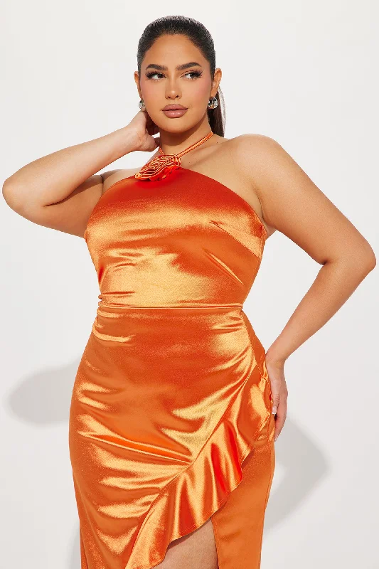 Carla Satin Maxi Dress - Orange