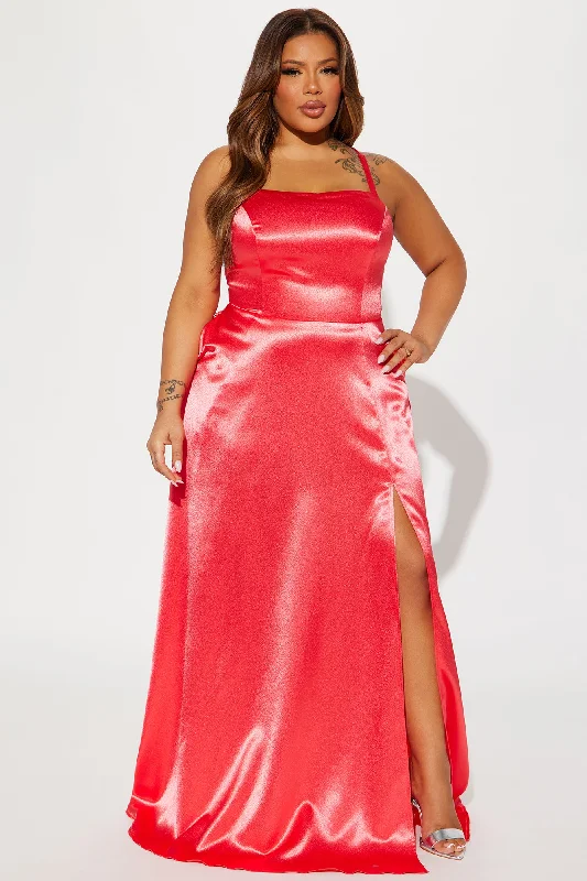 Fancy Taste Satin Maxi Dress - Coral