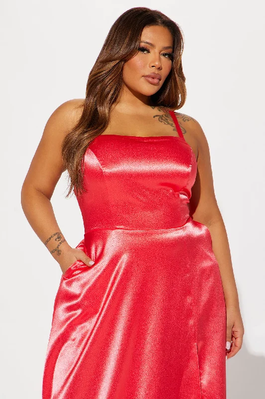 Fancy Taste Satin Maxi Dress - Coral