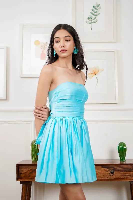 Favourite muse - blue bow back detail skater dress