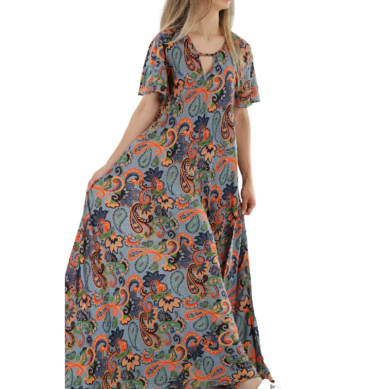 Flowy 'Fiorella' Straight Structure Floral Maxi Dress