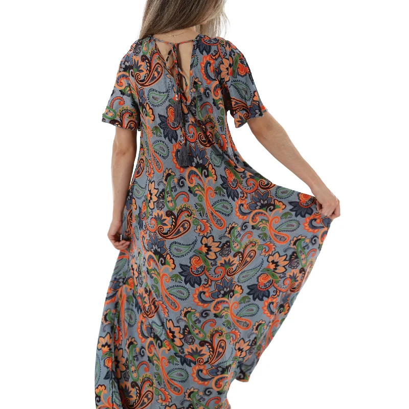 Flowy 'Fiorella' Straight Structure Floral Maxi Dress