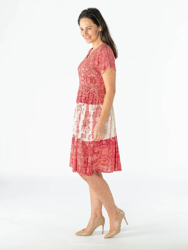 Lace trim tie dye printed dress