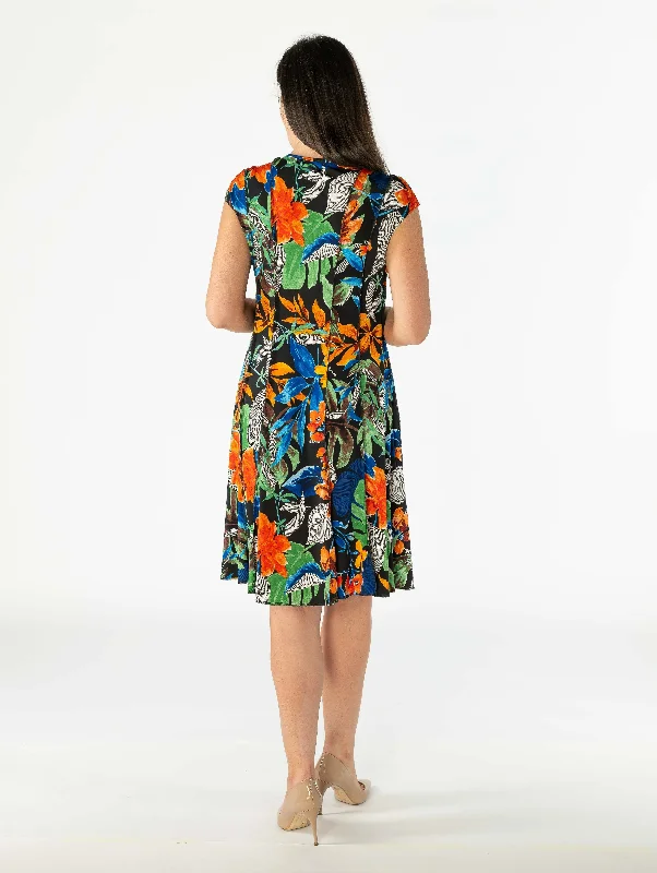 Leaf Print Panel Dress