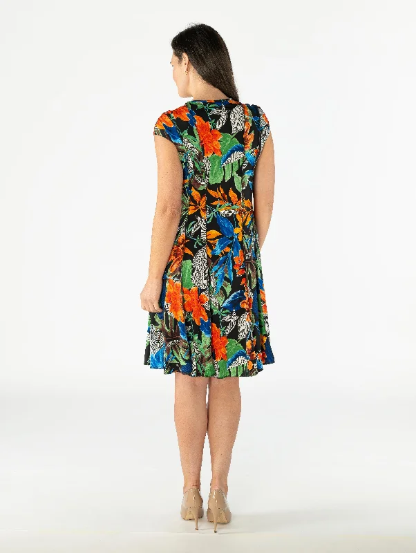 Leaf Print Panel Dress