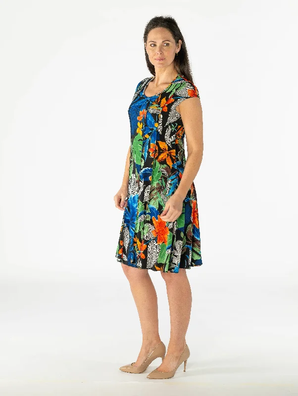 Leaf Print Panel Dress