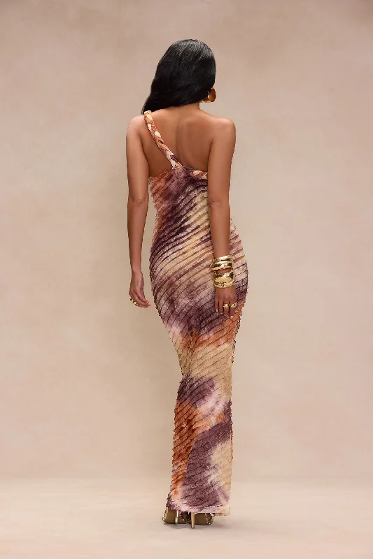 Maylee Textured Maxi Dress - Brown Combo