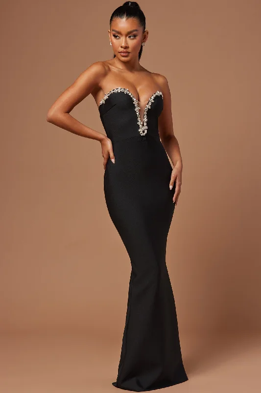 Odessa Embellished Bandage Gown - Black