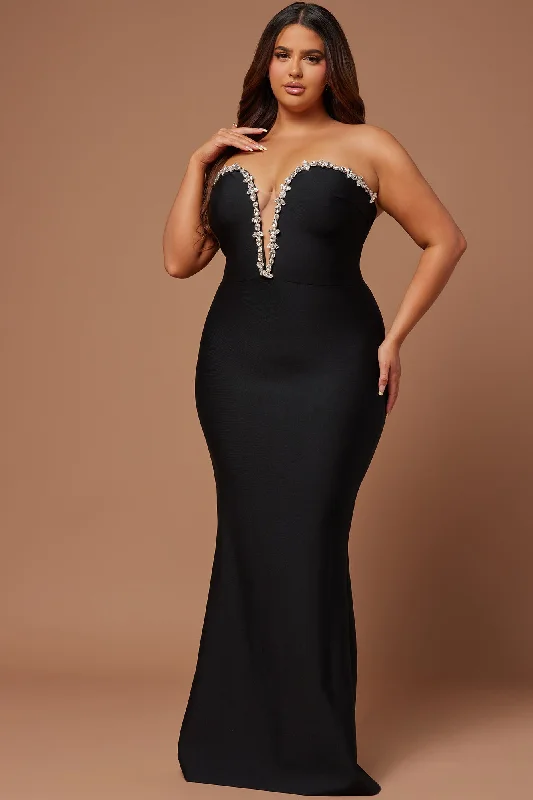 Odessa Embellished Bandage Gown - Black