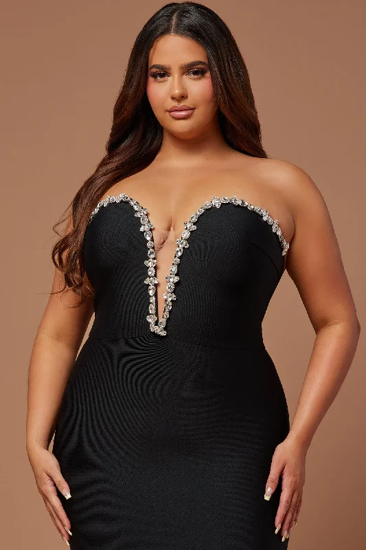 Odessa Embellished Bandage Gown - Black