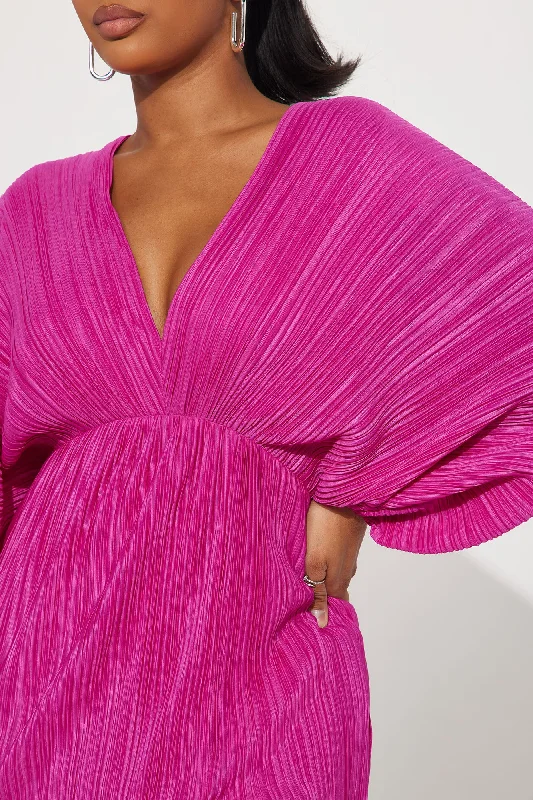 Paloma Pleated Maxi Dress - Fuchsia