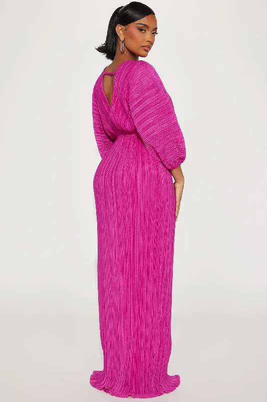 Paloma Pleated Maxi Dress - Fuchsia