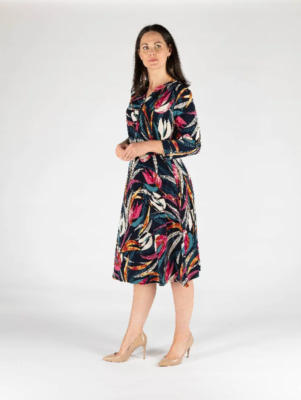 Vibrant Leaf Print Dress