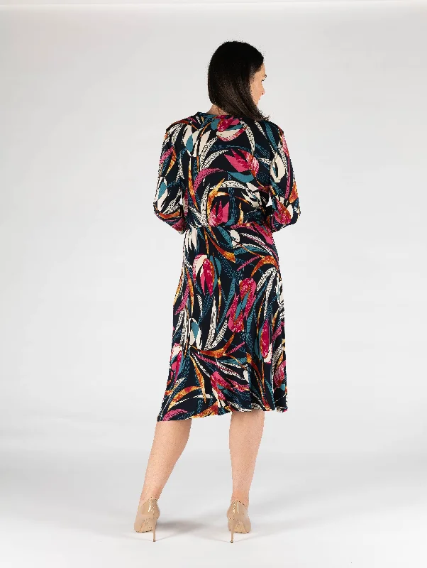 Vibrant Leaf Print Dress