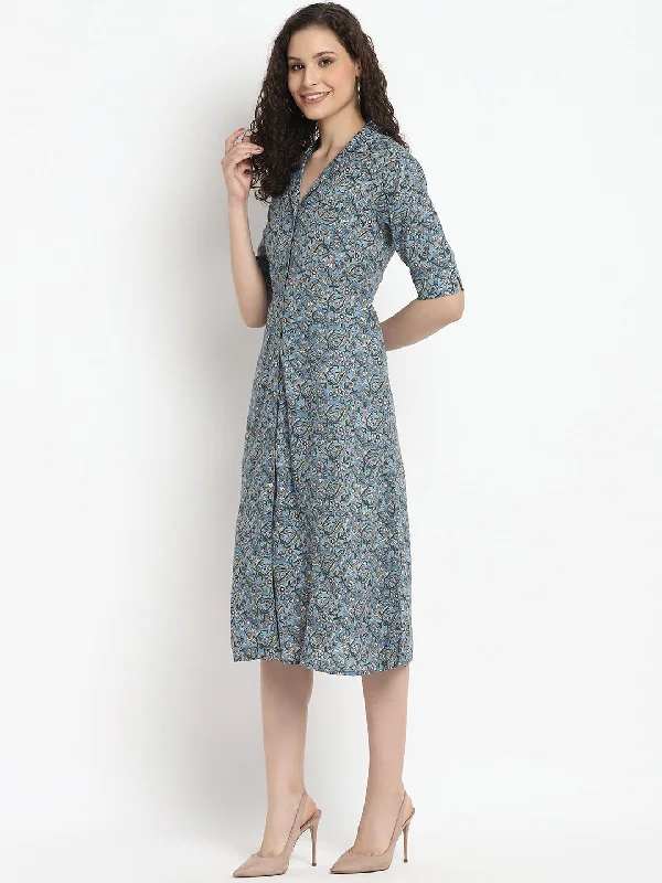 Porsorte Womens Ditsy Print Fit Shirt Dress